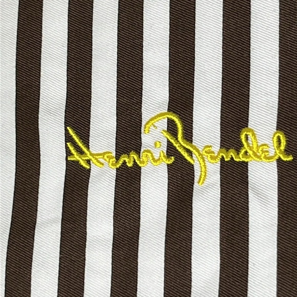 Henri Bendel Hosiery/Dust Bag - 12x16 drawstring dark brown & white stripe - Picture 3 of 8